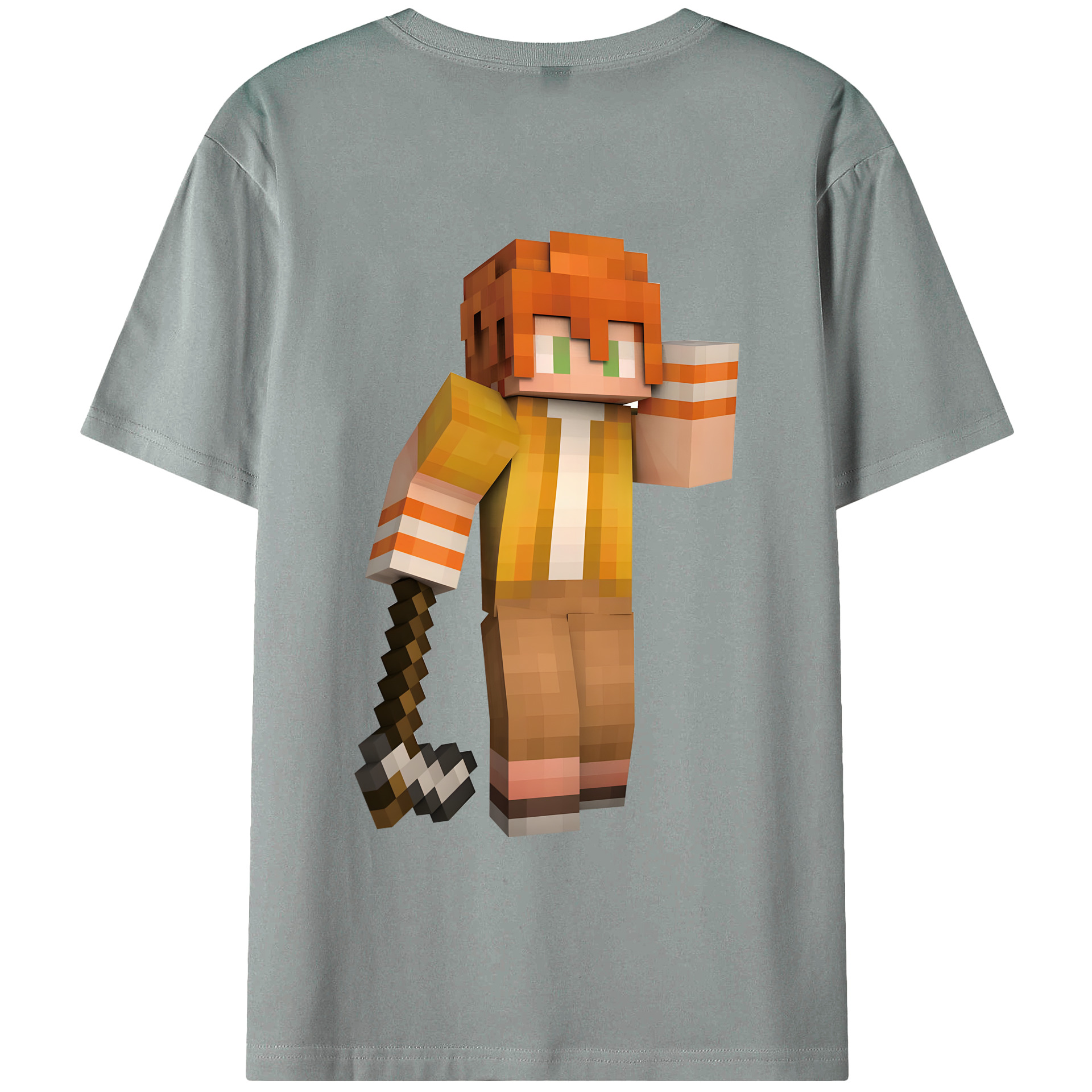 （画像用） マインクラフト ブロックの世界 Minecraft MC Block world 綿100％ メンズ半袖Tシャツ（バックプリント） 通気性